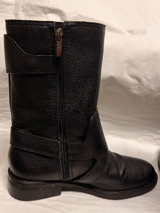Vince Camuto Alicenta Black Leather Moto Buckle Booties Size 6.5 - Picture 3 of 9